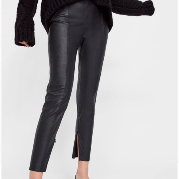 Zara Faux Leather Pants With Zippers 